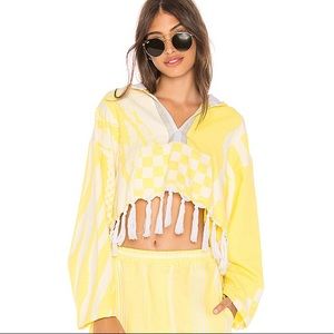 Paradised Cropped Baja Hoodie in Yellow
